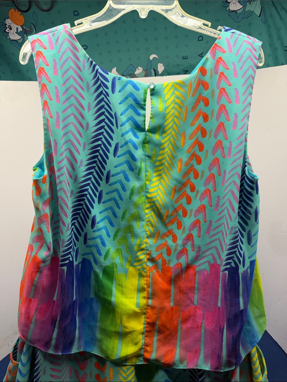 Rabbit Rabbit Rabbit Women's Turquoise Multicolor Tropical Print Dress - Picture 6 of 7